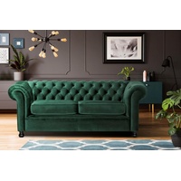 Home Affaire Chesterfield-Sofa »Chesterfield Home 3-Sitzer B/T/H: 192/87/75 cn«, mit edler Knopfheftung und typischen Armlehnen grün