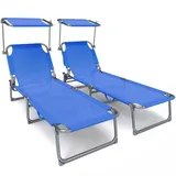 VOUNOT Sonnenliege 2er Set 200 x 60 x 30 cm Blau