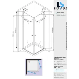 Glaszentrum Hagen 80x80x195 cm Zeus Eckduschkabine inkl. Tasse + Siphon