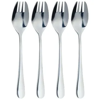 masterclass Edelstahl Buffet Spork Set, 4-teilig, Gabel, Messer und Löffel in einem Utensil, hochglanzpoliert, Silber