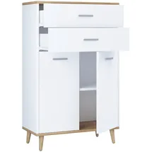 VCM Highboard Lindas / Weiß, Eiche, dekor.