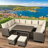 Brast Polyrattan Garten Sitzgruppe Family braun/beige