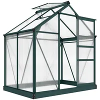 Outsunny Gewächshaus Aluminium 2,51m2 190x132x201cm mit Fundament Dachfenster Schiebetür 4 mm Platten, UV-beständig Treibhaus Aufzucht Tomatenhaus Pflanzenhaus Frühbeet für Garten Outdoor