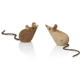 Lucie Kaas - Maus Holzfigur, Esche / Kastanie (2-teilig)
