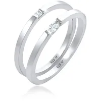 Elli Ring Solitär Zirkonia Klassik 2er Set 925 Silber Ringe Damen