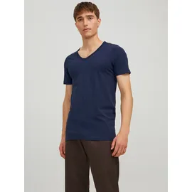 JACK & JONES T-Shirt Basic V-Neck in blauem Navy-S