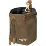 WOGOPRO Leckerlibeutel für Hunde, Canvas Hundefutterbeutel mit Clip Sch nalle und Spannseil, Futterbeutel für Hundetraining (Braun)