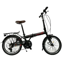 20 Zoll Alu Faltrad Klapprad Shimano 7-Gang-Schaltung Klappfahrrad Schwarz-Rot
