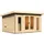 Karibu Saunahaus Mainburg 2 mit Vorraum - 38 mmnaturbelassen Set A (Sauna B 2 x T 1,7 m mit 2 Liegen 57 cm) Ohne Ofen