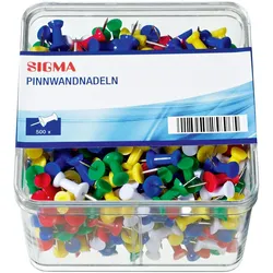 SIGMA Pinnwandnadel, Kunststoff/Metall, farbig, 500 Stück
