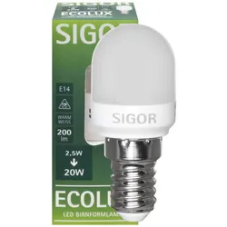 LED-Lampe Ecolux E14 2,5W Birnen-Form matt 2700K