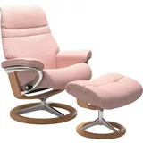 Stressless Stressless® Relaxsessel »Sunrise«, (Set, Relaxsessel mit Hocker), mit Signature Base, Größe S, Gestell Eiche pink