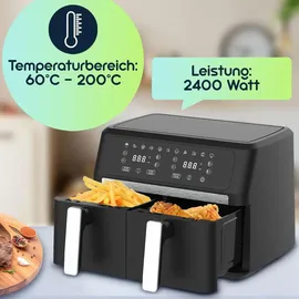 casativo Dual-Zone Heissluftfritteuse 2x 4,5 l schwarz