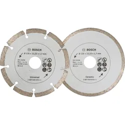 Bosch Diamanttrennscheibe für Fliesen und Baumaterial, 2er-Pack - 2607019484