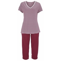 H.I.S. H.I.S Damen Capri-Pyjama bordeaux-gestreift Gr.36/38