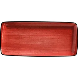 6x Bonna Aura Passion Moove Platte rechteckig 34x16cm 2,5cm hoch Rot Creme Porzellan APSMOV35DT Servierplatten Speise Geschirr