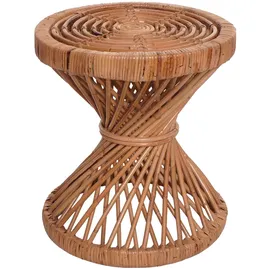 Mendler Beistelltisch HWC-M31, Blumentisch Rattantisch Kaffeetisch, rund 43x38x38cm, Kubu-Rattan natur