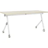 Beliani Schreibtisch Heller Holzfarbton u. Weiß 160 x 60 cm Klappbar Faltbar mit Rollen Mobil Bürotisch für Homeoffice Büro Modernes Design - Weiß