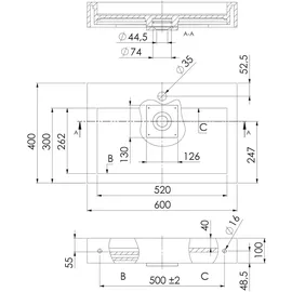 Steinberg Wandwaschtisch 60 cm (444 7100 W)