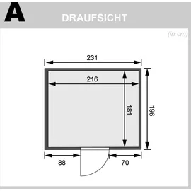 Karibu Sauna Gobin mit Fronteinstieg 68 mm-Ohne Ofen-Ohne Dachkranz-Klarglas Ganzglastür inkl. 10-teiligem gratis Saunaset im Wert von 232,94 €