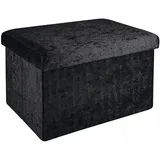 Intirilife Sitzbank 49x30x30cm in Samt Schwarz - Sitzwürfel
