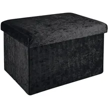 Intirilife Sitzbank 49x30x30cm in Samt Schwarz - Sitzwürfel
