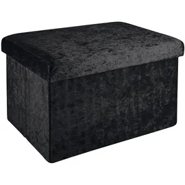 Intirilife Sitzbank 49x30x30cm in Samt Schwarz - Sitzwürfel