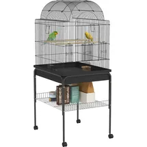 PawHut Vogelkäfig Wellensittichkäfig mit Tablett, Ablagefläche, Futternapf, Papagei Käfig mit Rollen für Wellensittich, Kanarien, Nymphensittich,