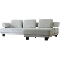 Ecksofa HUKLA "HU-HP18064" Sofas Gr. B/H/T: 297cm x 85cm x 214cm, Chenille, Recamiere rechts, elektrische Vorziehbank, kama silber Optional mit motorischer Vorziehbank, stylische Reling