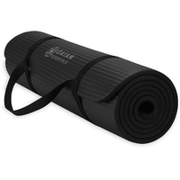 Gaiam Essentials Dicke Yogamatte für Fitness- und Trainingsmatte, mit Tragegurt, Schwarz, 183 cm L x 61 cm B x 6,3 cm dick