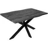 möbelliebling Esstisch Baumkante Holz-Optik Grau 120 x 80 Spider-Gestell schwarz JOSY