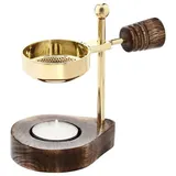 Nklaus Räucherschale Verstellbares Räucherstövchen mit Holzgriff Gold W