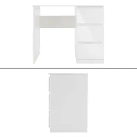 ML-Design Schreibtisch mit 3 Schubladen 90x76x50 cm Weiß Arbeitstisch