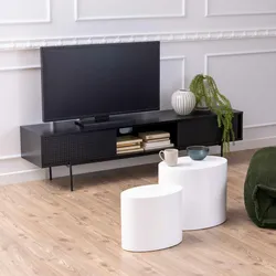 Oviala Business TV-Möbel 180 cm Indus-Stil schwarzes Holz