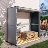 BERTILO Kaminholzregal HPL Fire 2 Anthrazit-Grau 75 cm x 150,5 cm FSC®