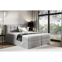 Fun Möbel Boxspringbett Schlafzimmerbett OVIEDO 200x220cm Stoff Fresh Grau