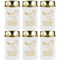 HS Candle Grabkerze (6-tlg), Grabkerze Brenndauer 40 Stunden viele vers. Variationen und Motive weiß