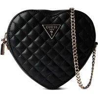 GUESS Damen Rianee Quilt Heart Bag Abendtasche, Umhängetasche, Schwarz - Einheitsgröße