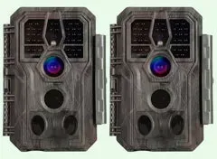 2-tlg. Wildkamera 64MP 1296p mit Audio und Bewegungsmelder Nachtsicht Max. Entfernung bis 100 Füße, 0,1s Trigger Geschwindigkeit , IP66 Wasserdichter - A280