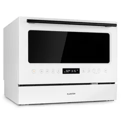 Klarstein Azuria Geschirrspülmaschine 1380W 6,5L 6 Gedecke schwarze Glasfront Weiß