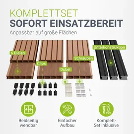 Juskys Terrassendiele 220 cm teak