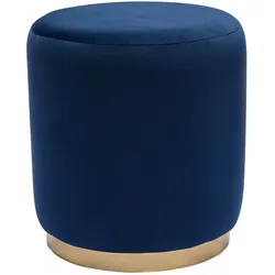 Pouf rond en velours bleu marine et métal doré D40 cm AMAYA