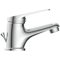 SPEED Waschtischarmatur mit Zugstange, Wasserhahn Bad mit Ablaufgarnitur, platzsparende Mischbatterie Waschbecken Chrom