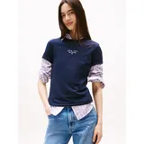 Tommy Hilfiger Tommy Jeans Damen Tjw Slim ESS Logo 1 Tee EXT Dw0dw21542 S/S T-Shirt, Blue (Dark Night Navy), XL EU - XL