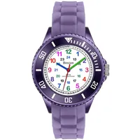 Brecjon Kinder Armbanduhr Jungen Mädchen Lernuhr Silikonuhr Kids 5ATM wasserdicht Silikonarmband violett 2501