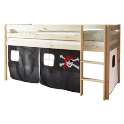 Spielbett 'Malte', aus Kiefer, schwarz/weiß/kieferfarben