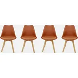 sweeek - 4er-set Skandinavische Stühle Mit Holzbeinen