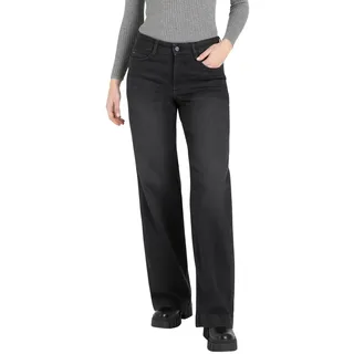 MAC Dream Wide Leg Jeans in schwarzer Wachung-D40 / L30