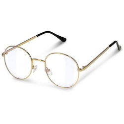 Navaris Brille Retro Brille ohne Sehstärke – Damen Herren Vintage 50er Nerd Brille goldfarben