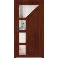 Holz Nebeneingangstür nach Maß "RUTH" Mahagonioptik-Lasur beidseitig innen öffnend DIN rechts